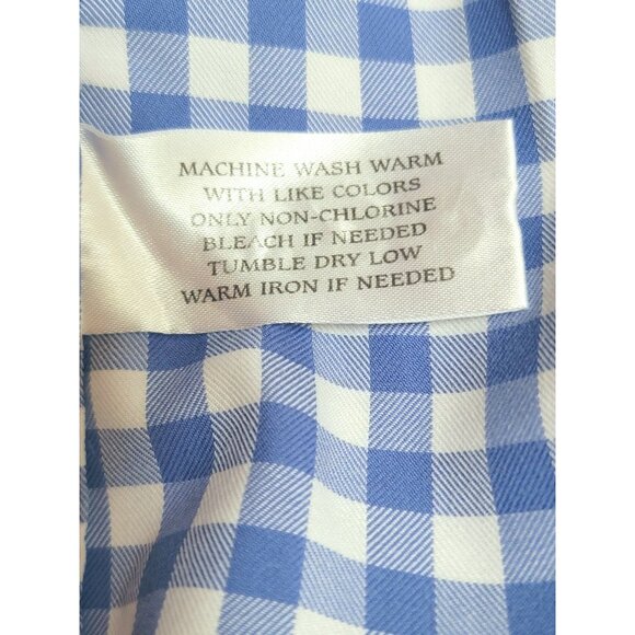 Neiman Marcus Mens Blue & White Gingham Trim Fit Shirt - Picture 4 of 4